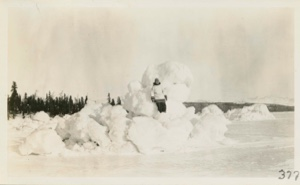 Image of Miriam standing on ice on top of Tidal Boulders near the station